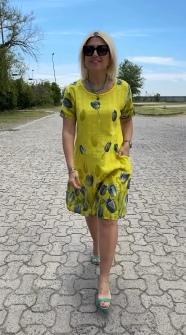 Neya™ - Zomer Jurk met ronde hals en mooie print