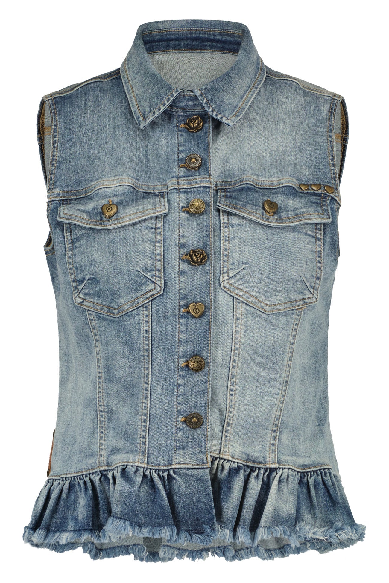 Denim Gilet Ruffled
