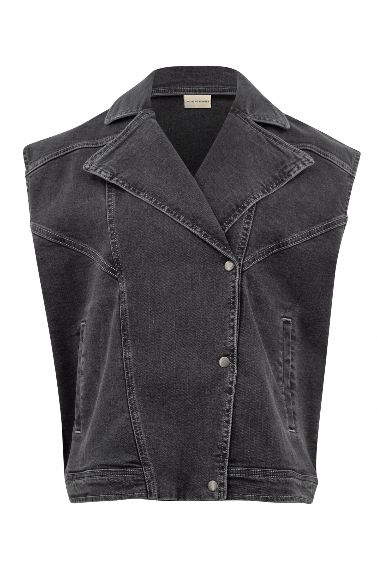 The Muse Denim Gael Gilet Stone Grey