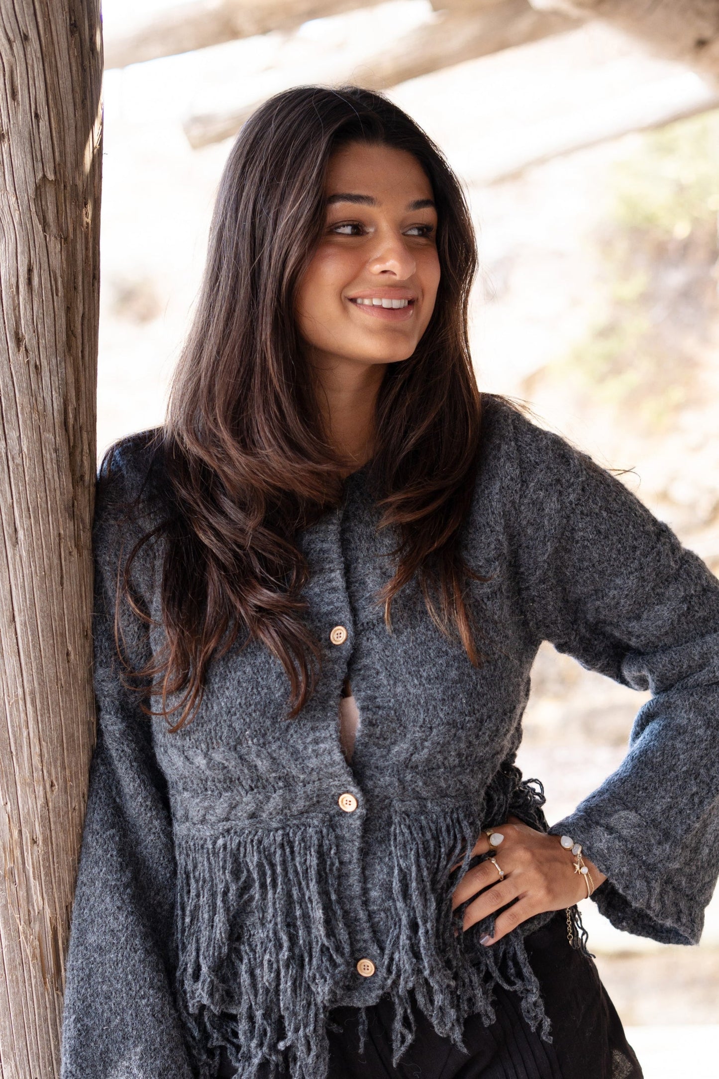 Fringe Jacket Daira Dark Grey