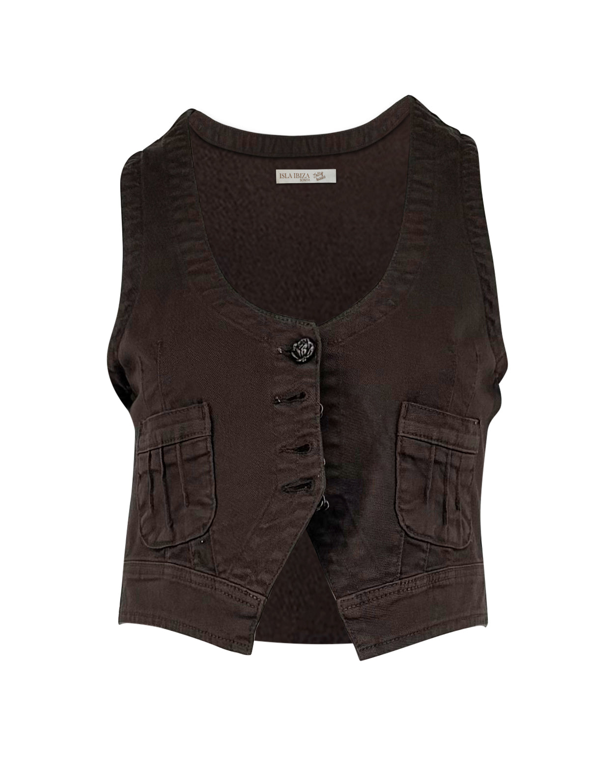 Denim Gilet Almeria Dark Brown