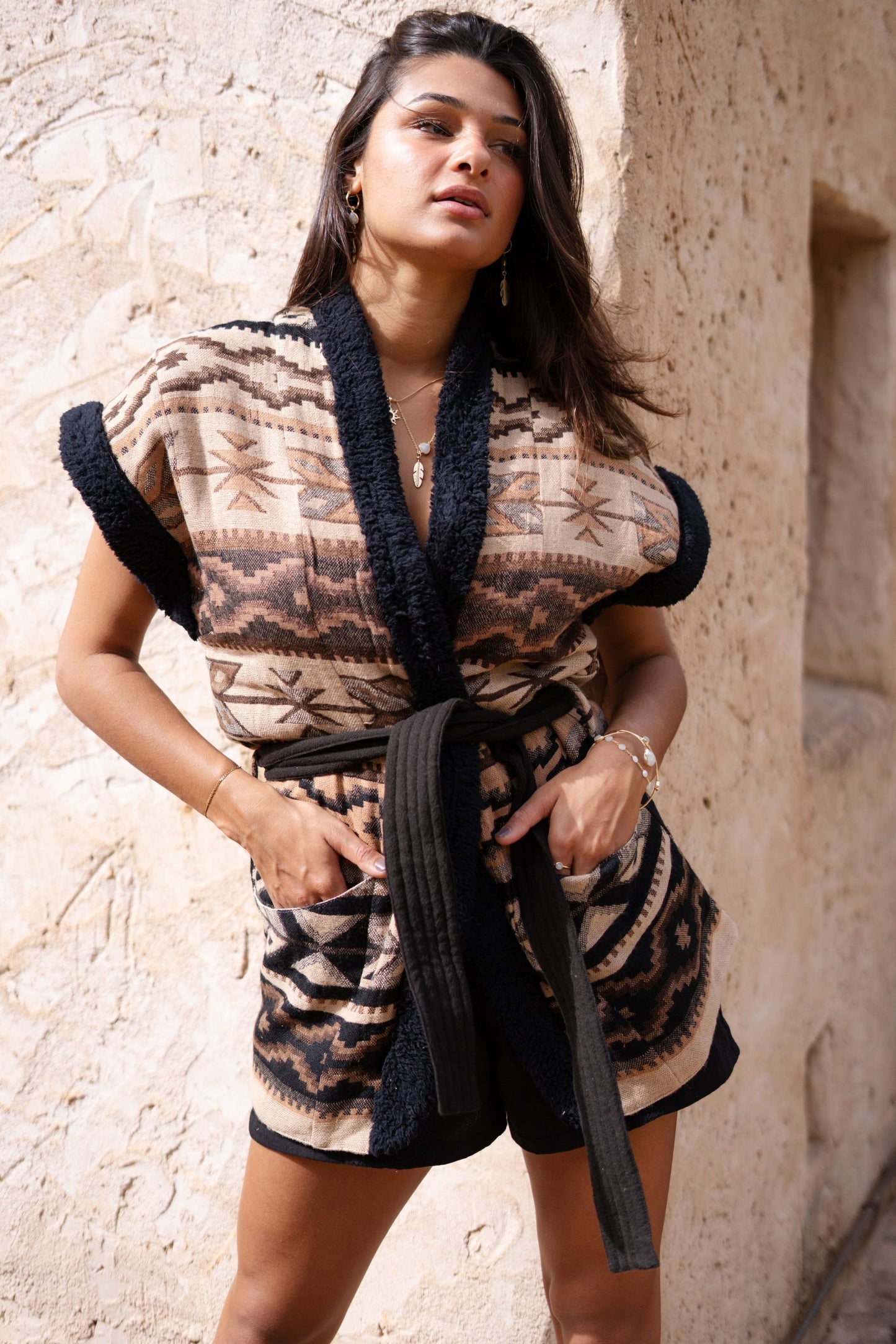 Long Fur Gilet Nomad Brown