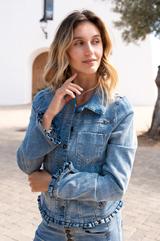 Ruffled Denim Jacket Cádiz