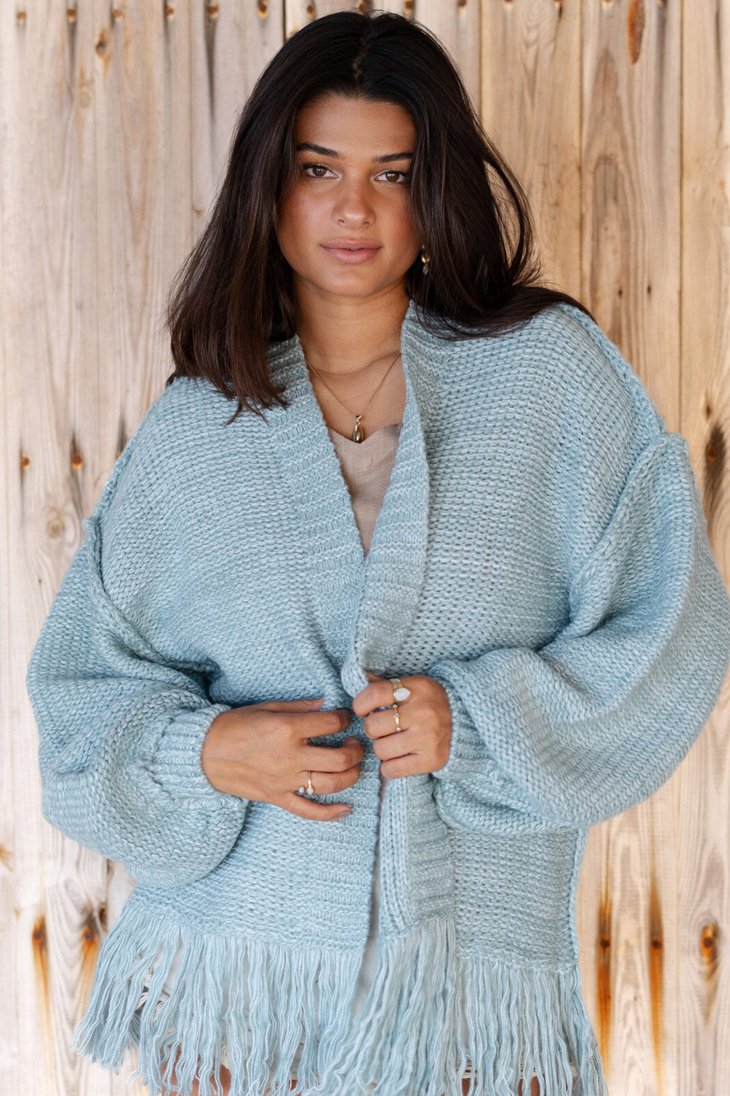 Midi Fringe Jacket Fermina Blue