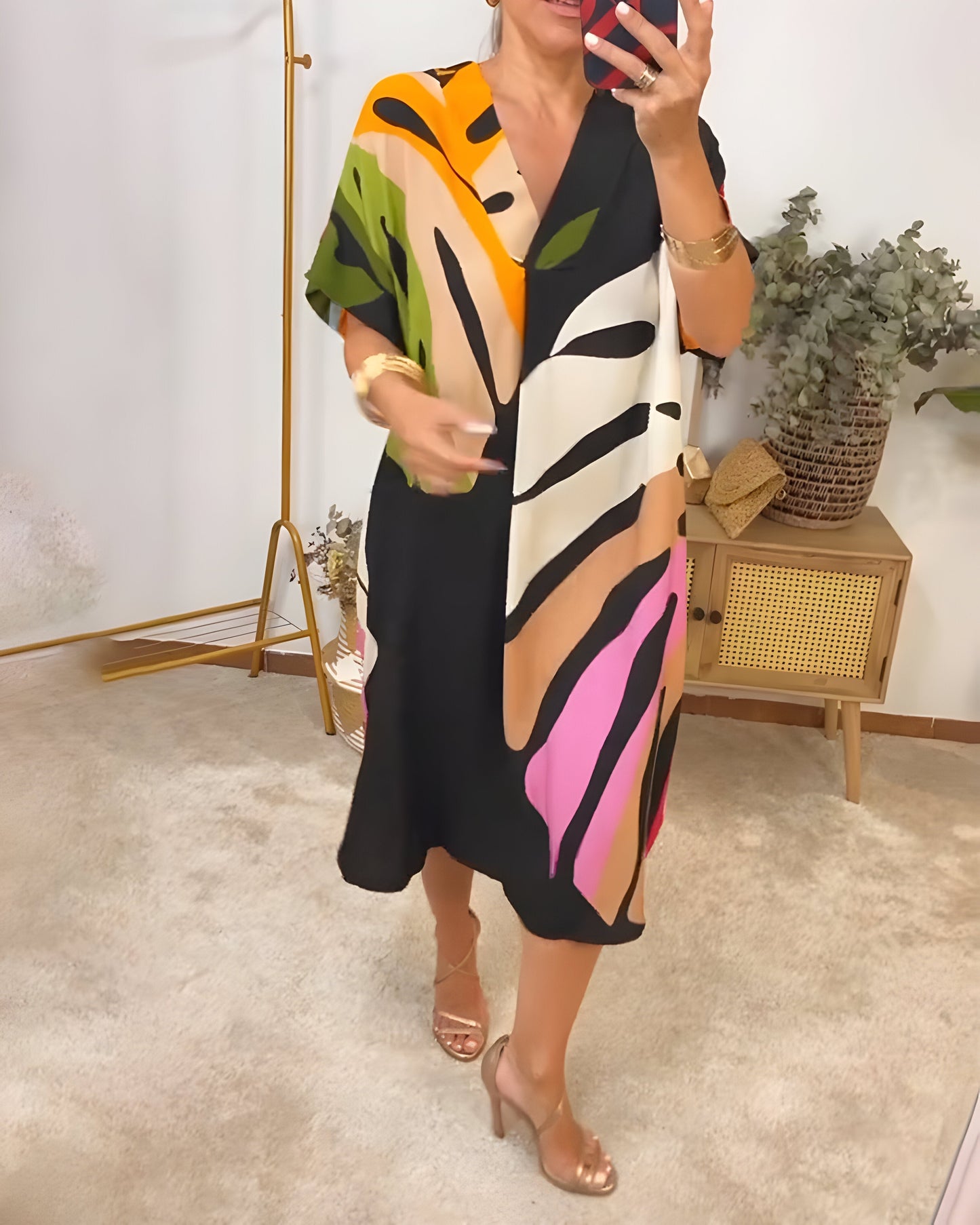 Rosaline™ - Gekleurde casual jurk