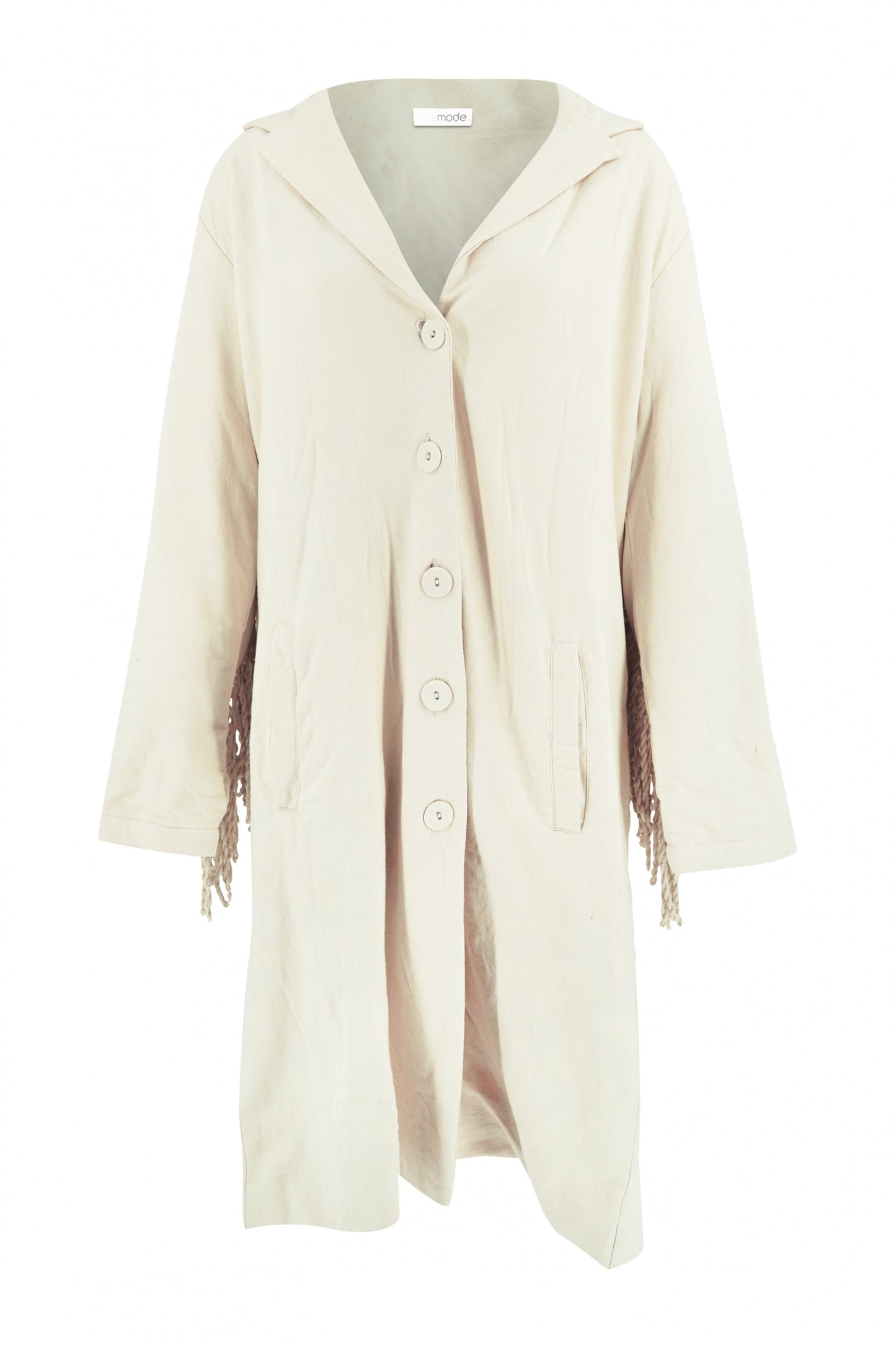 Long Fringe Jacket Spirit Light Sand Plain