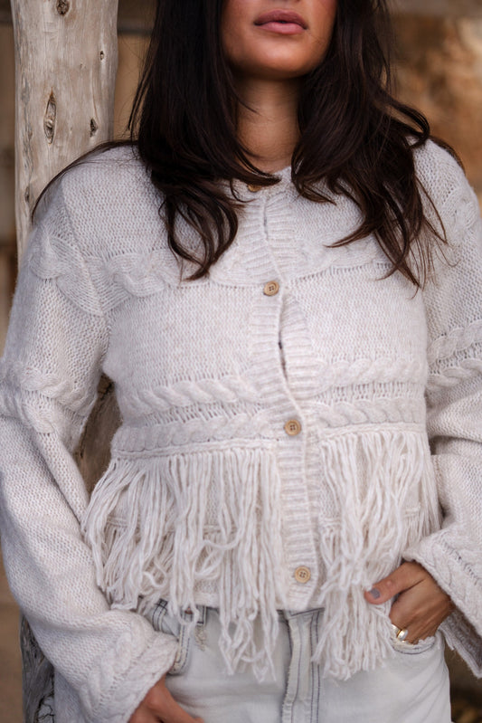 Fringe Jacket Daira Beige