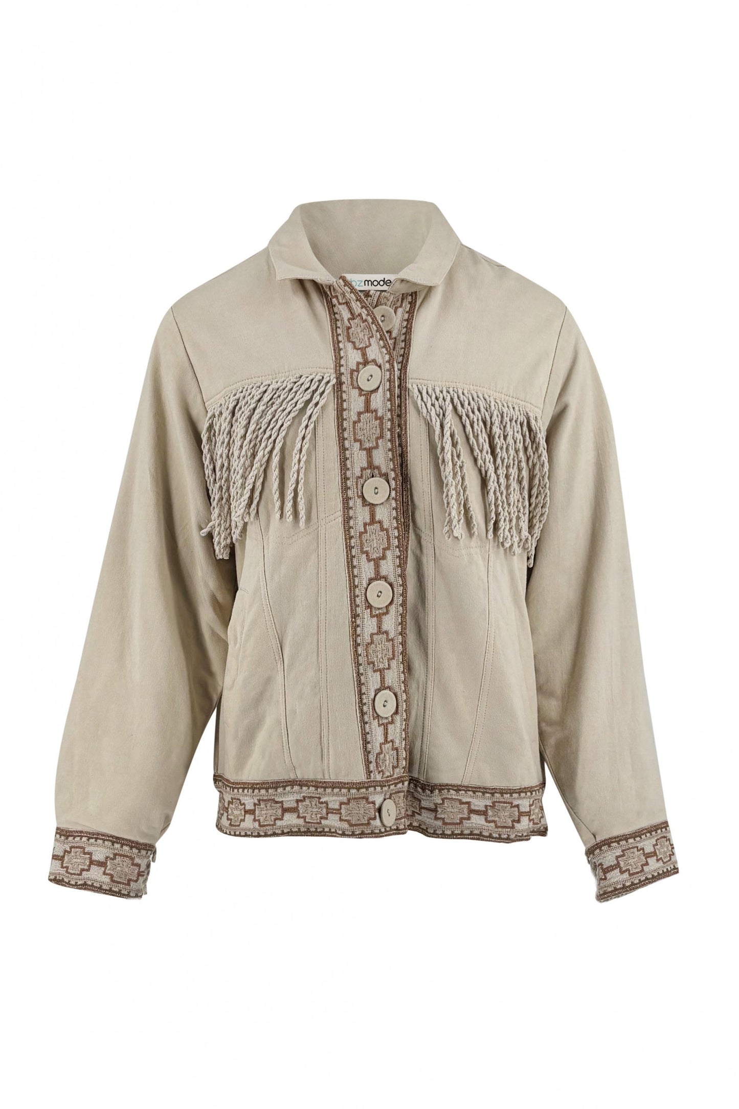 Short Fringe Jacket Nomad Combi Light Sand