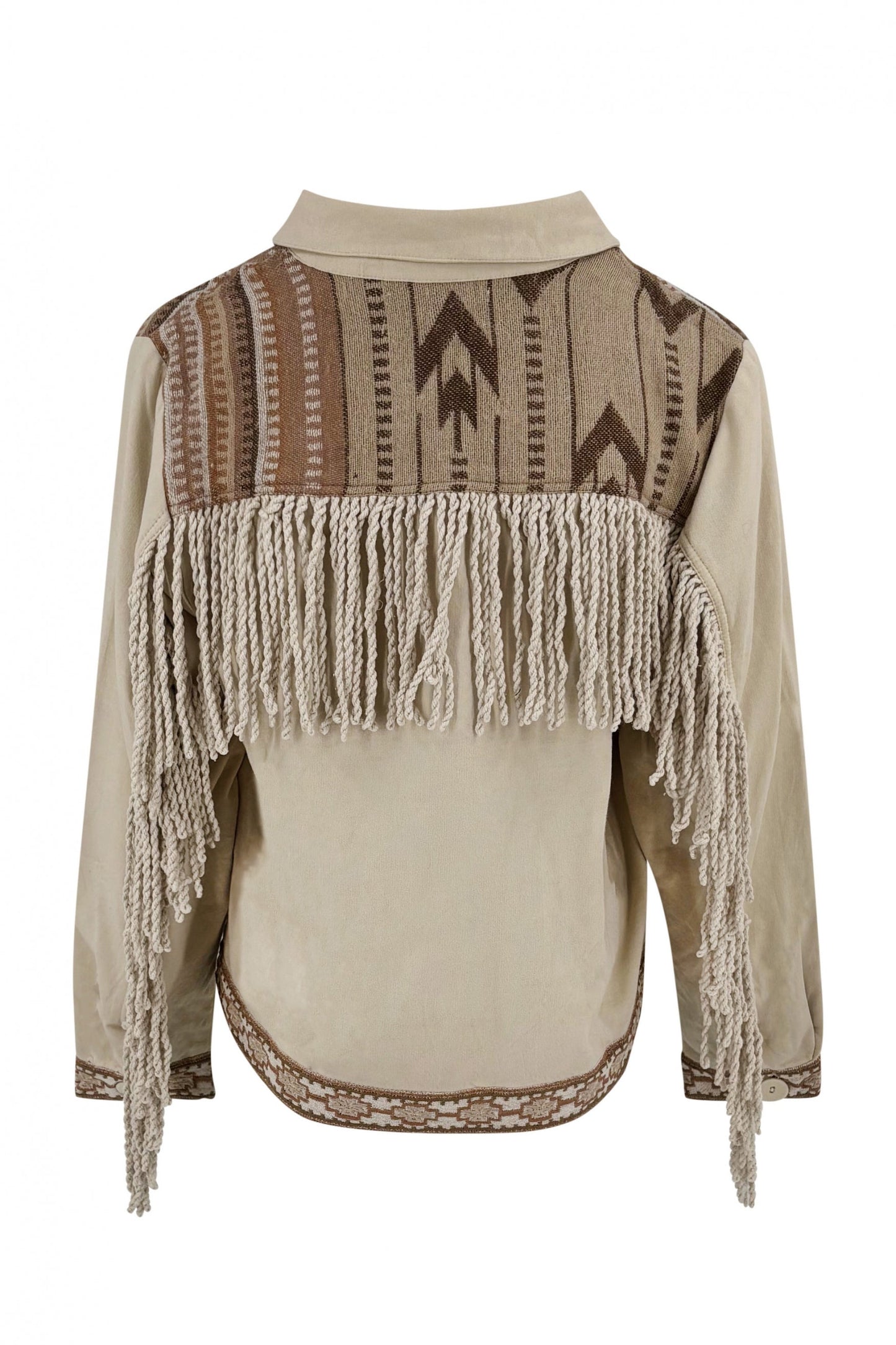 Short Fringe Jacket Nomad Combi Light Sand Plain