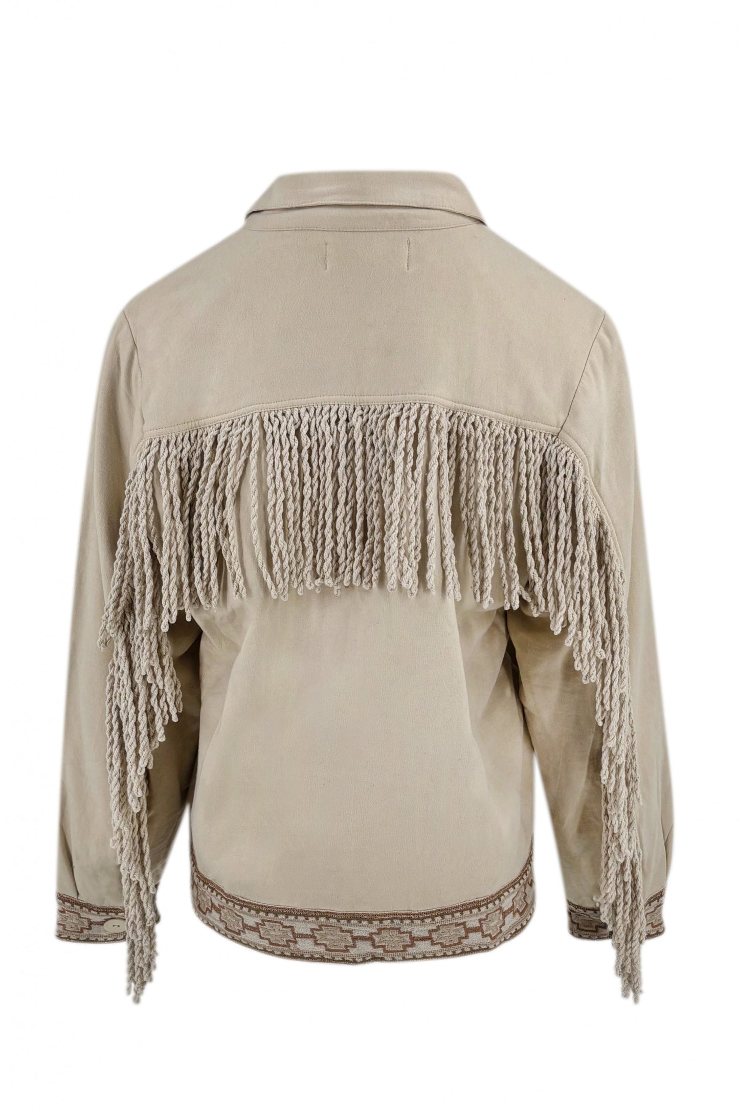 Short Fringe Jacket Nomad Combi Light Sand
