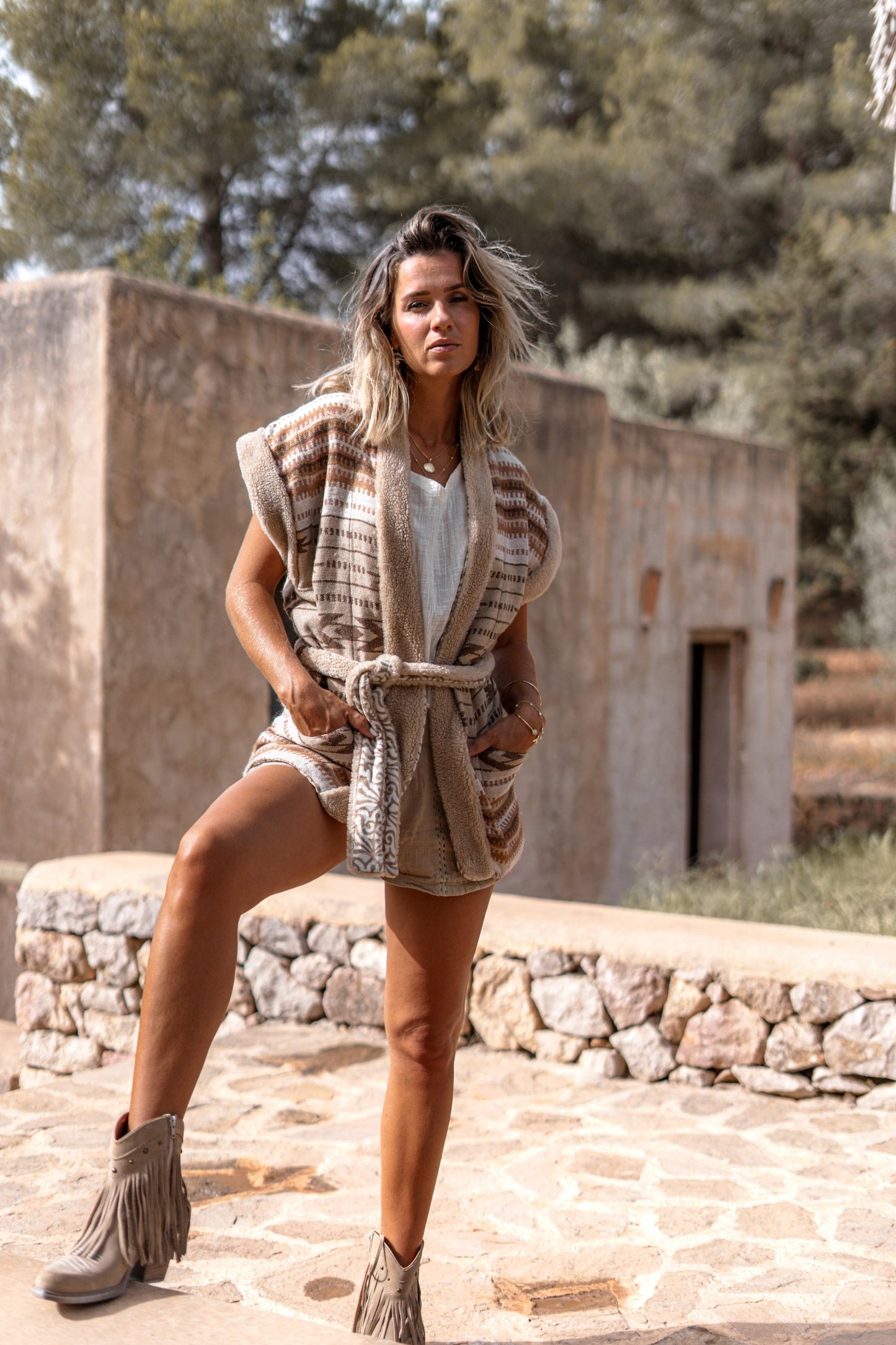 Long Fur Gilet Nomad Natural