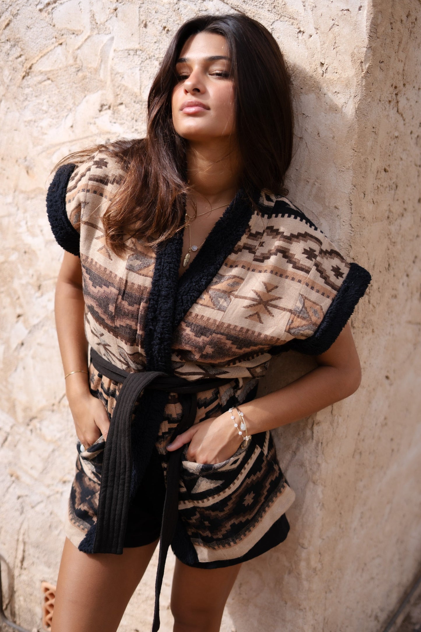 Long Fur Gilet Nomad Brown