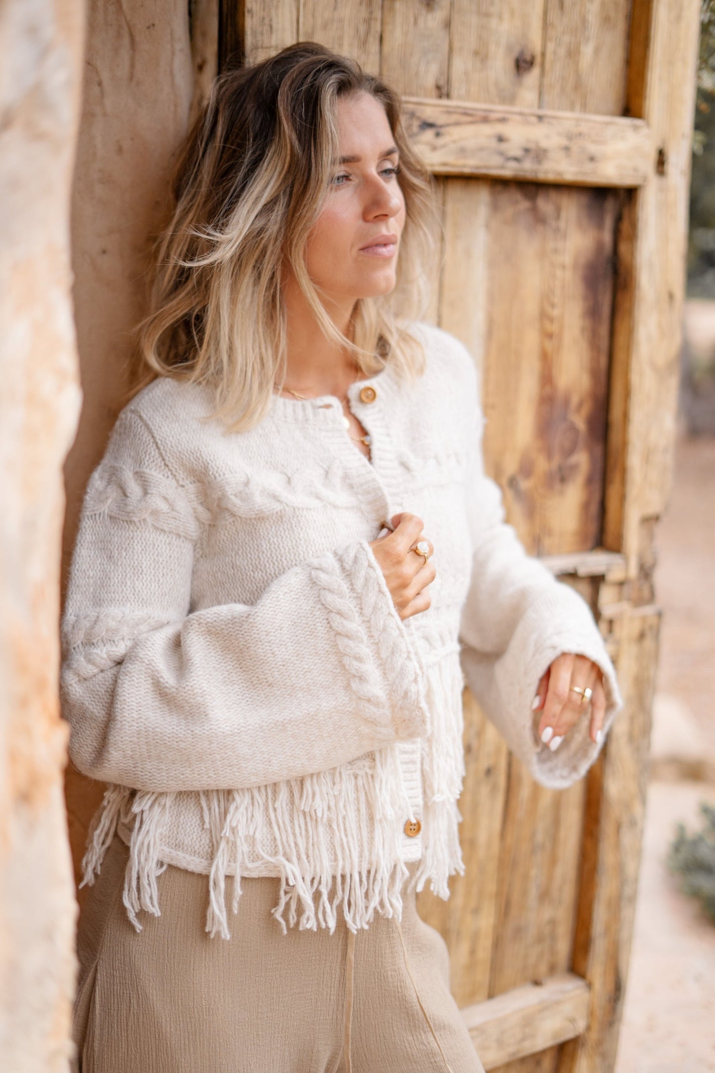 Fringe Jacket Daira Ecru
