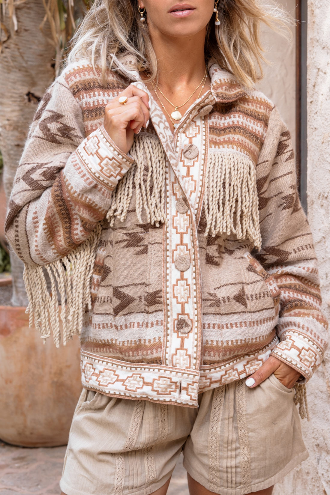 Short Fringe Jacket Nomad Natural