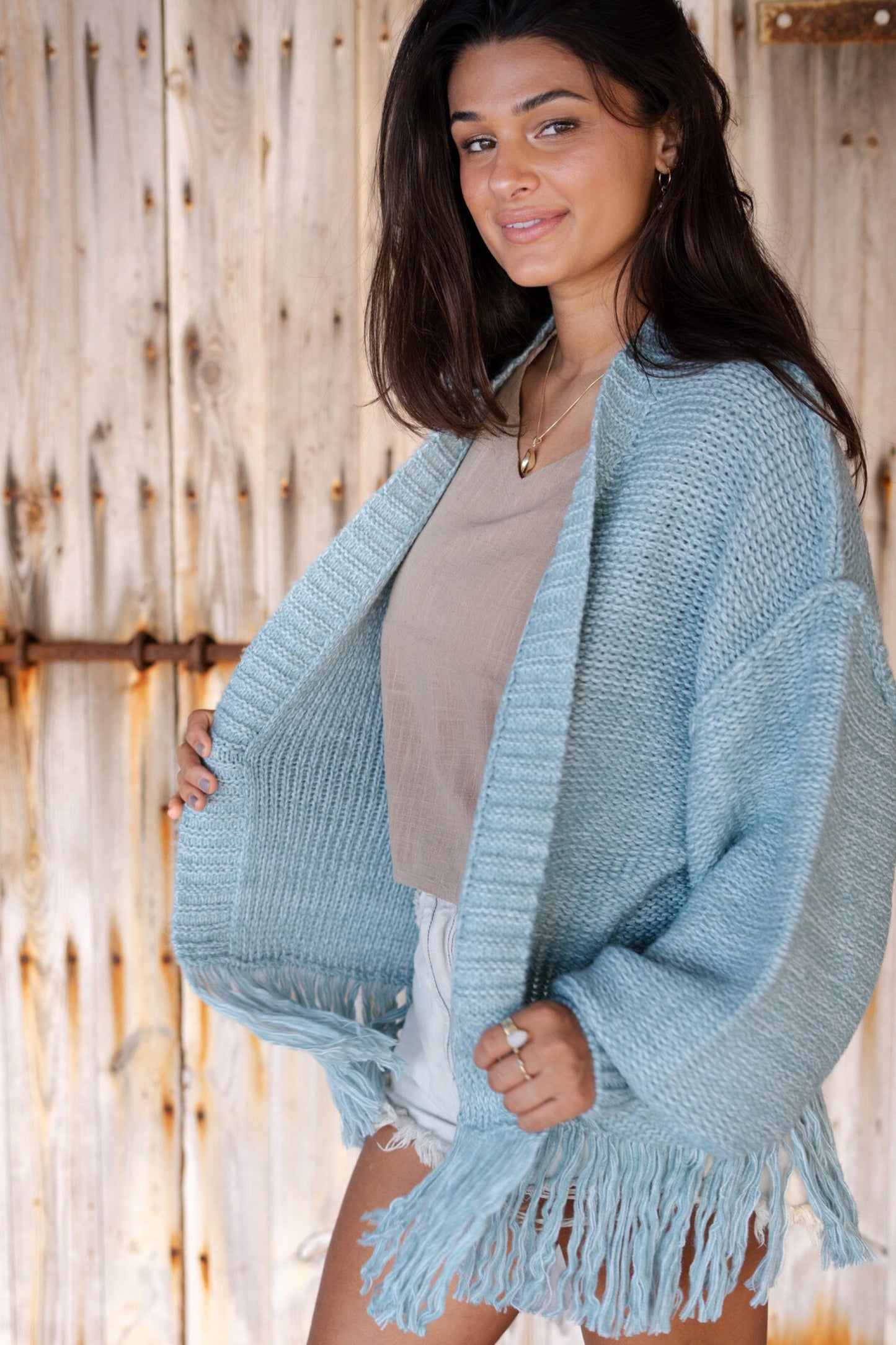 Midi Fringe Jacket Fermina Blue