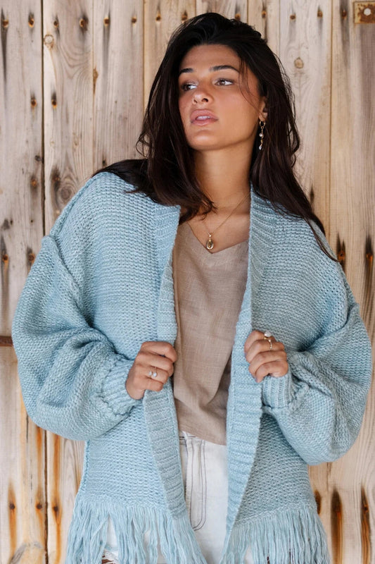Midi Fringe Jacket Fermina Blue